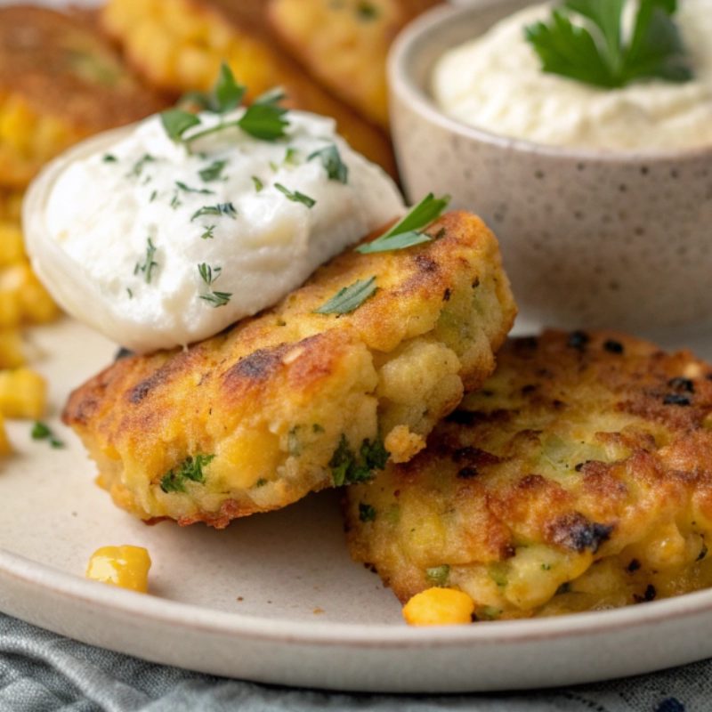 Corn Fritters With Whipped Feta