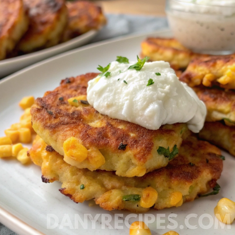 Corn Fritters With Whipped Feta 7 Corn Fritters With Whipped Feta