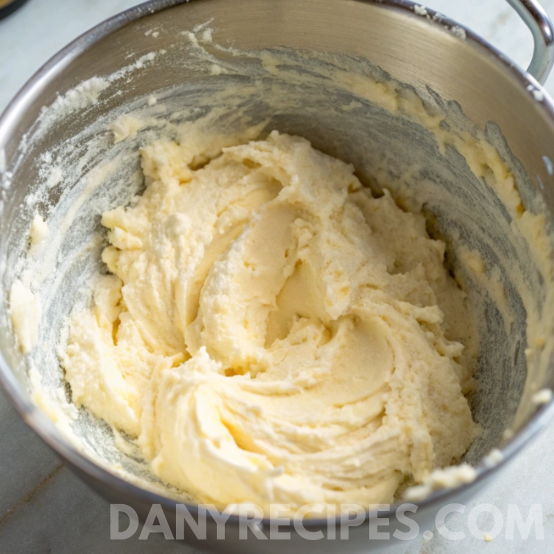 Baking ingredients in glass bowls including butter cubes, flour, sugar, almond flour, and pepper jelly