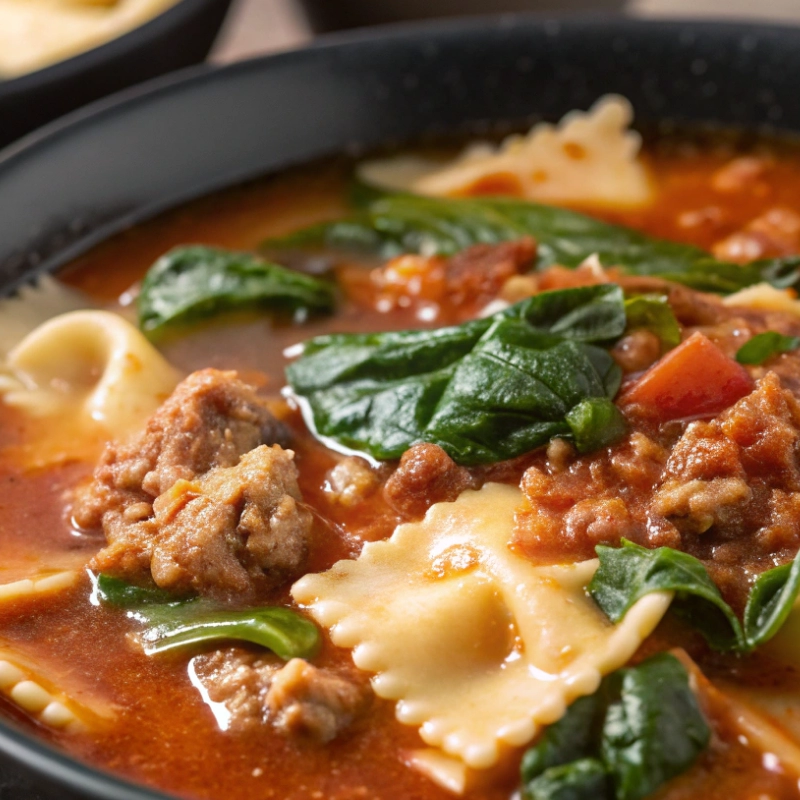 Healthy Lasagna Soup with Ground Turkey and Spinac 1 - Danyrecipes
