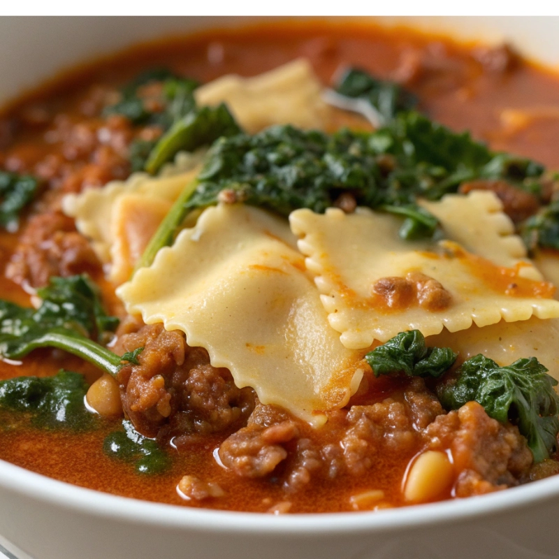 High-Protein Lasagna Soup with Lentils and Kale