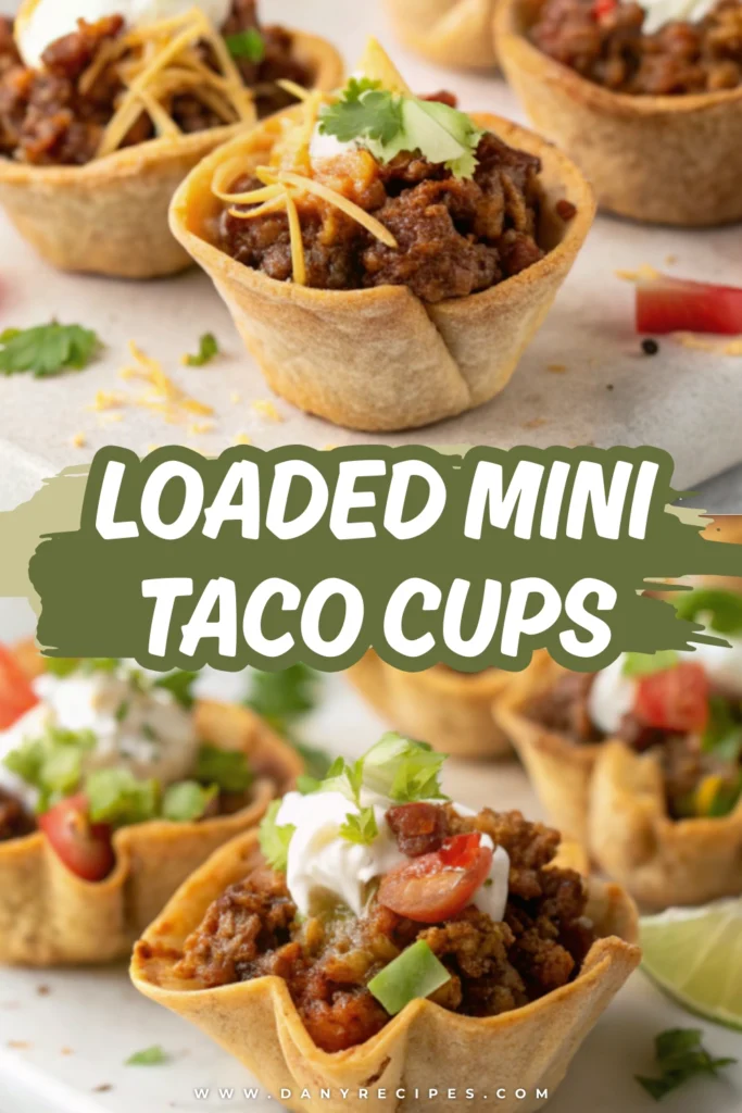 Loaded Mini Taco Cups Pin - Danyrecipes