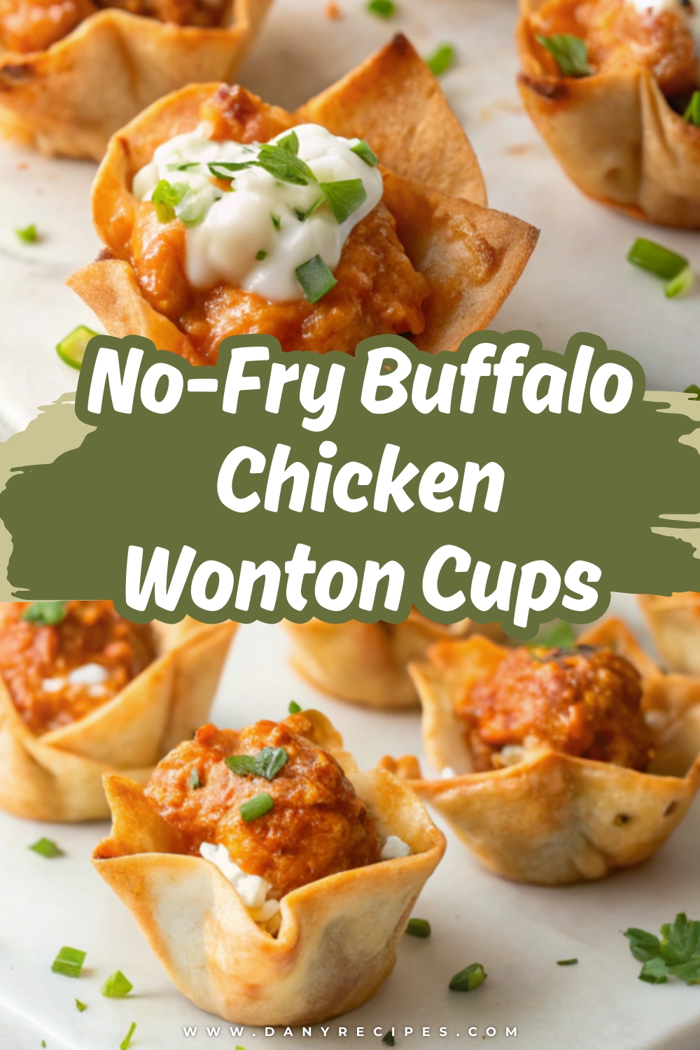 No-Fry Buffalo Chicken Wonton Cups No Fry Buffalo Chicken Wonton Cups - Danyrecipes