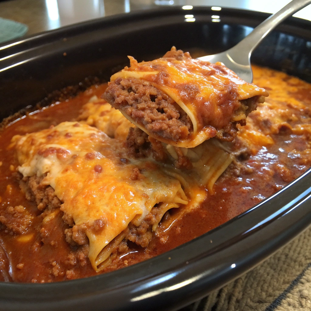 Slow Cooker Beef Enchilada Casserole