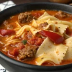 Spicy Italian Sausage Lasagna Soup with Roasted Peppers 3 - Danyrecipes