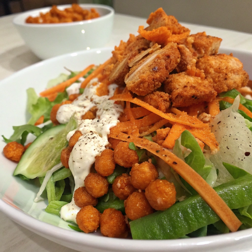 Buffalo Chicken Salad with Ranch & Crispy Chickpeas 9 Buffalo Chicken Salad with Ranch & Crispy Chickpeas