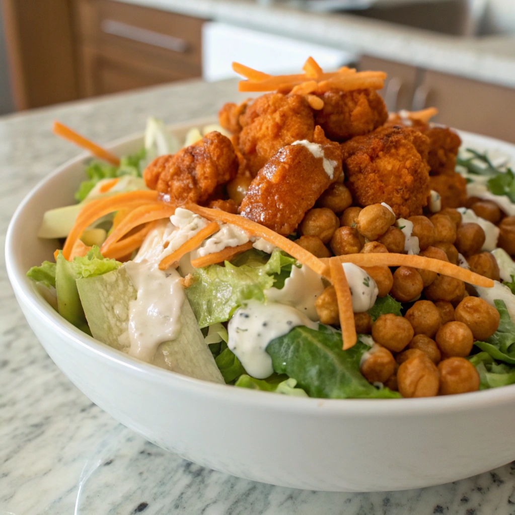 Buffalo Chicken Salad with Ranch & Crispy Chickpeas