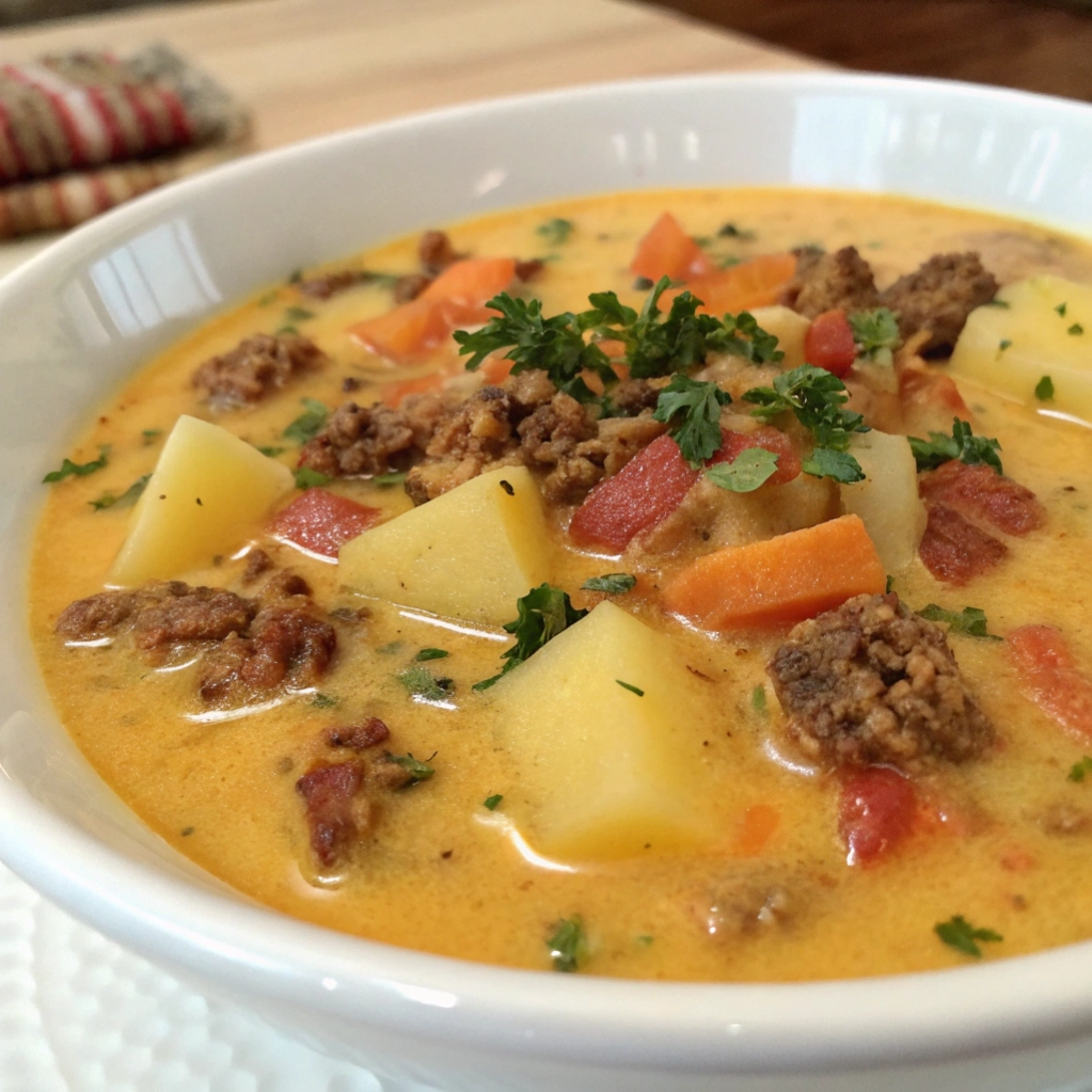 Crockpot Cheeseburger Soup