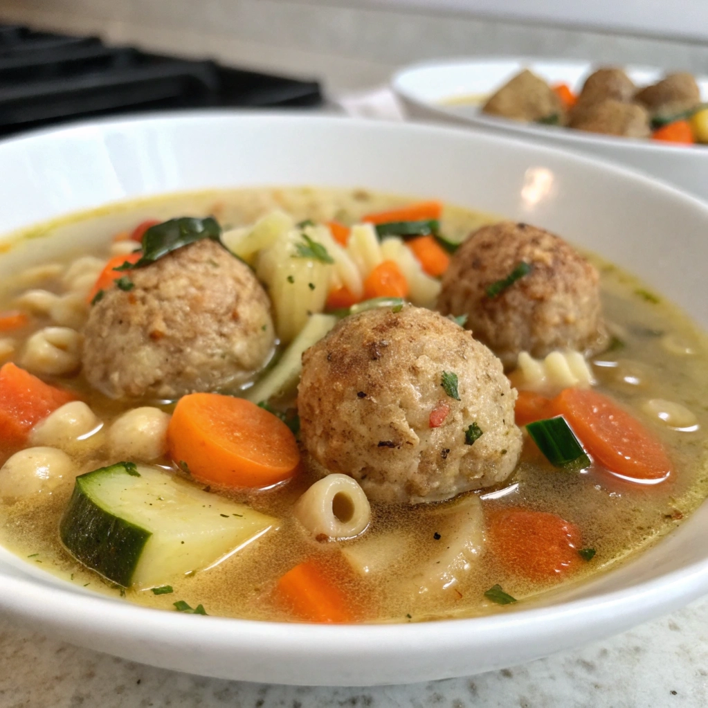 Crockpot Chicken Meatball & Veggie Soup