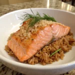 Salmon and Brown Rice High Protein Meal Prep 15 Platter of colorful shrimp and vegetable stir fry.