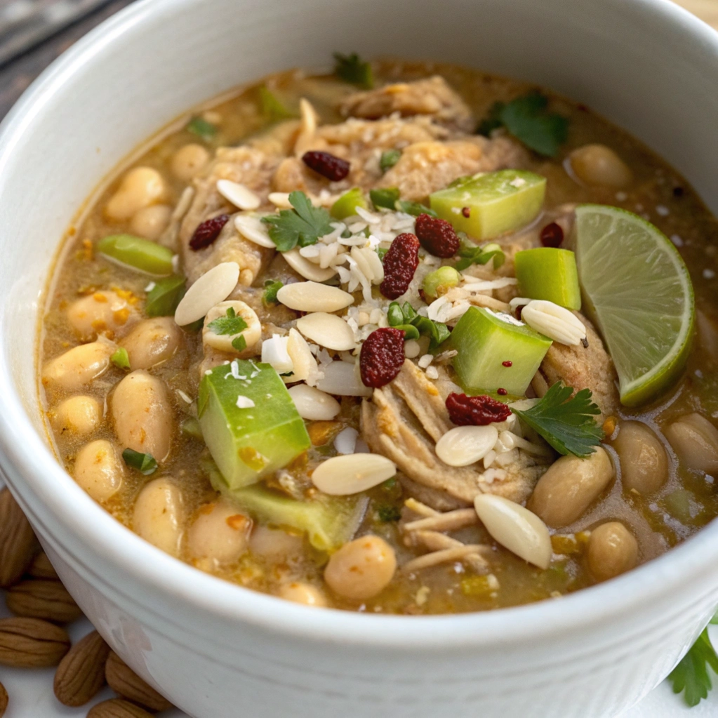 White Bean Chicken Chili Crockpot (High-Fiber)