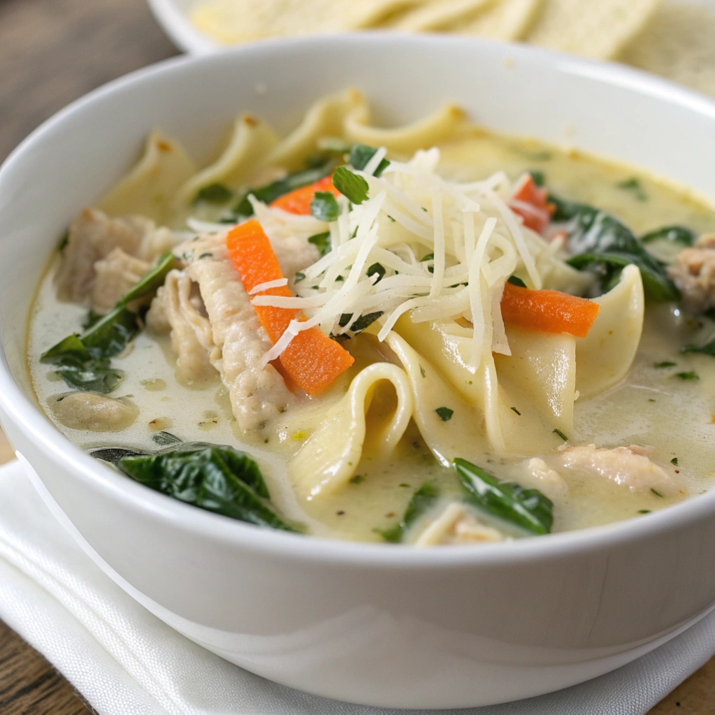 White Chicken Lasagna Soup
