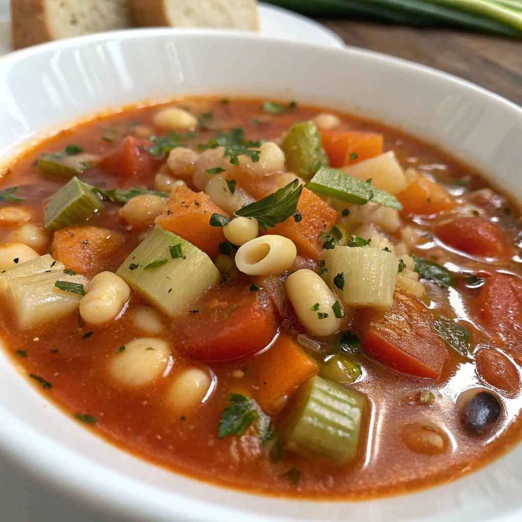 Warm and Comforting Winter Minestrone Soup 16 Homemade minestrone soup with pasta.