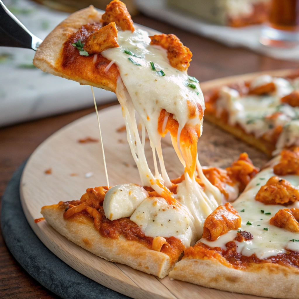 Buffalo Chicken Pizza with Ranch & Blue Cheese Drizzle