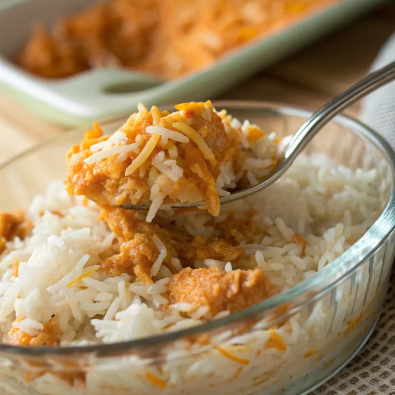 Cheesy Buffalo Chicken Rice Casserole