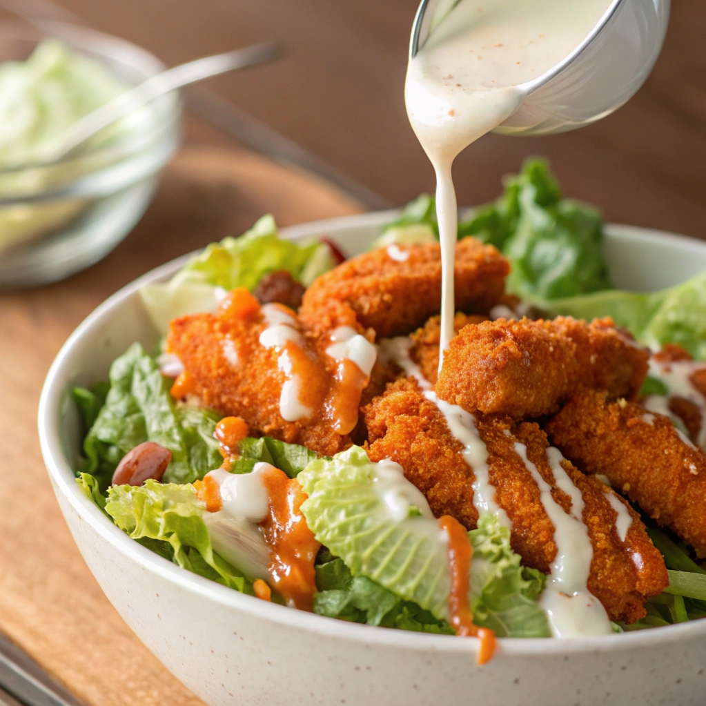 Crispy Buffalo Chicken Salad with Creamy Ranch Dressing
