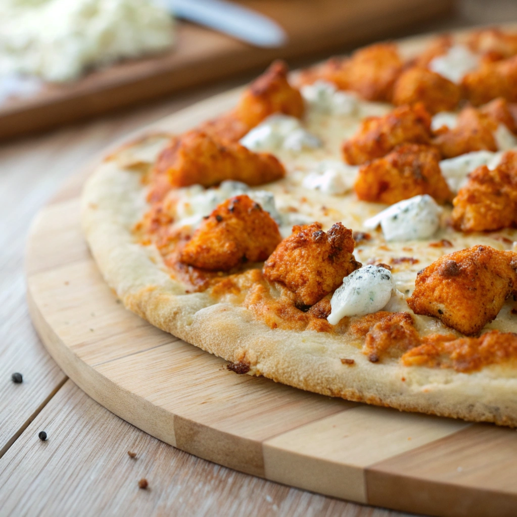 Crispy Crust Buffalo Chicken Pizza with Creamy Gorgonzola