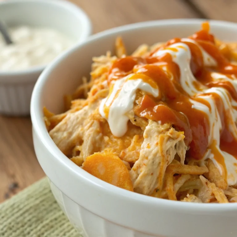 Crockpot Buffalo Chicken Ranch Casserole