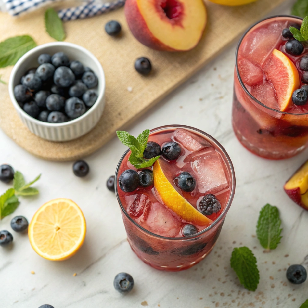 Best Blueberry Peach Ginger Lemonade