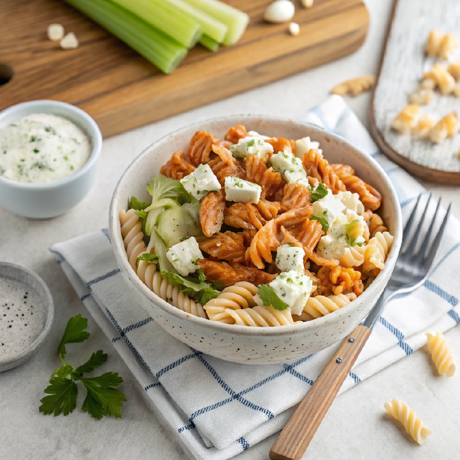 Buffalo Chicken Cold Pasta Salad 2 - Danyrecipes