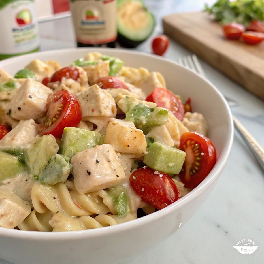 Chicken Avocado Tomato Pasta Salad 1 - Danyrecipes