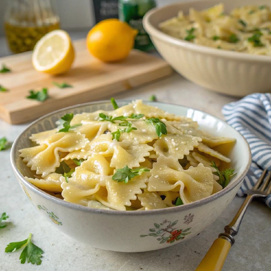Cold Lemon Farfalle Pasta Salad with Parmesan
