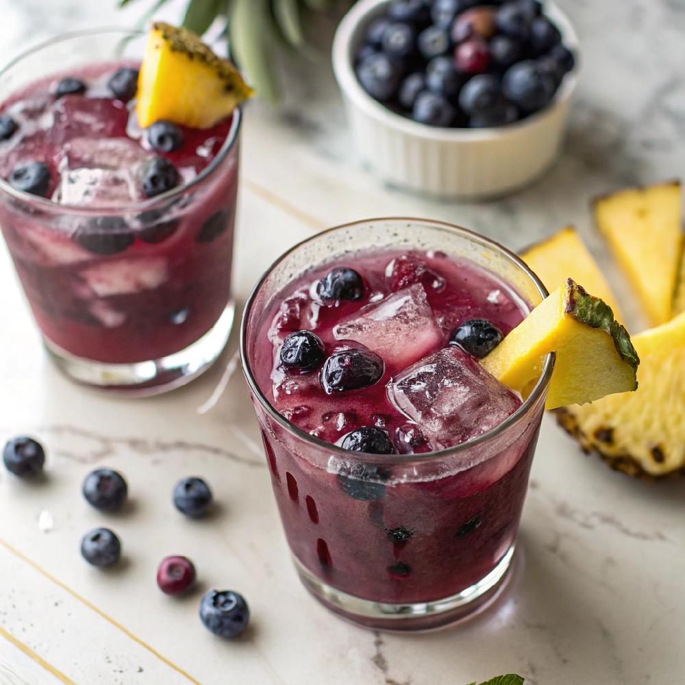 Easy Blueberry Pineapple Coconut Lemonade