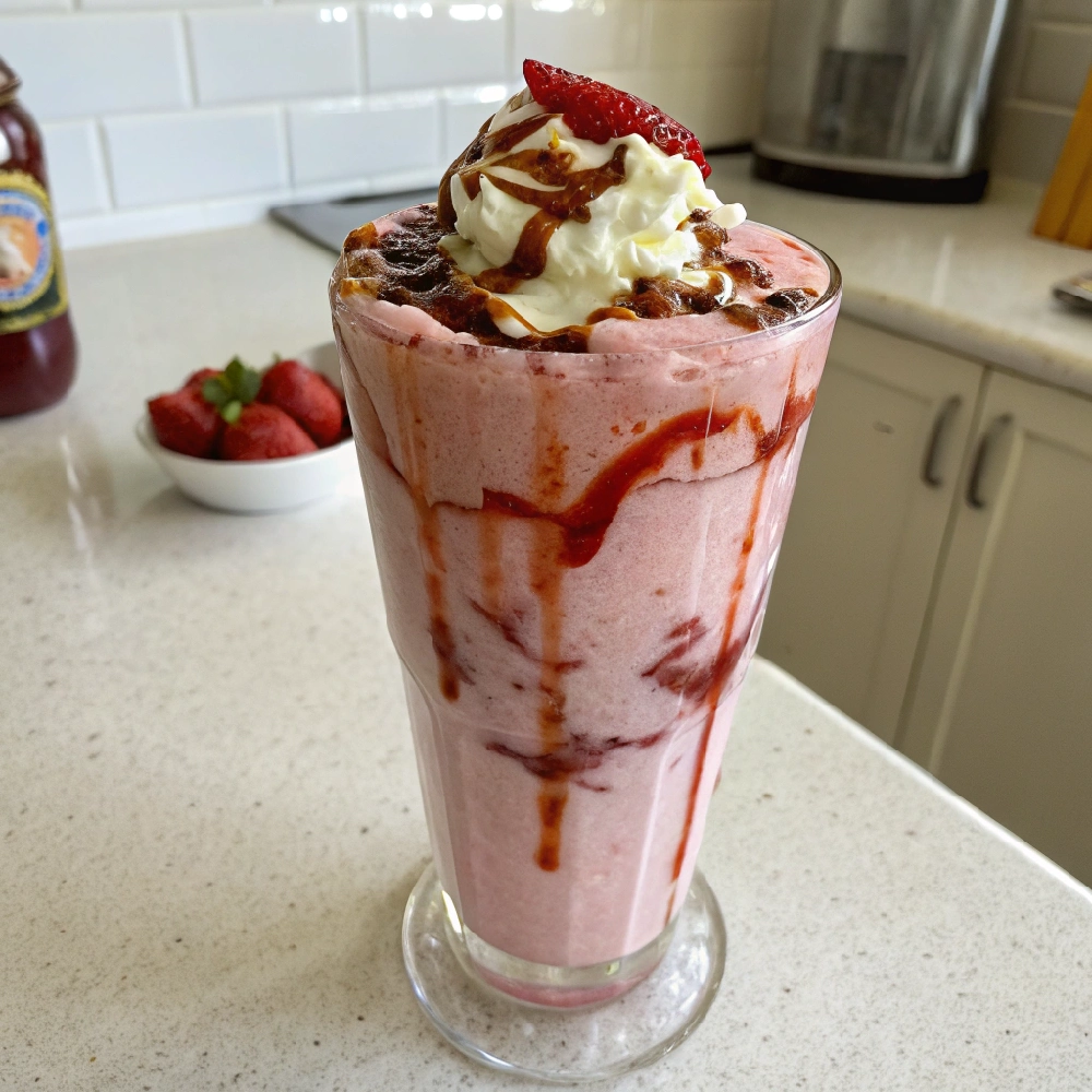 Easy Strawberry Peanut Butter Cup Milkshake