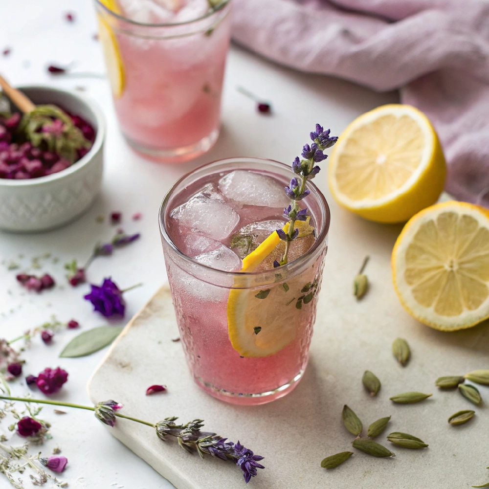 Lavender Rose Water Lemonade with Cardamom