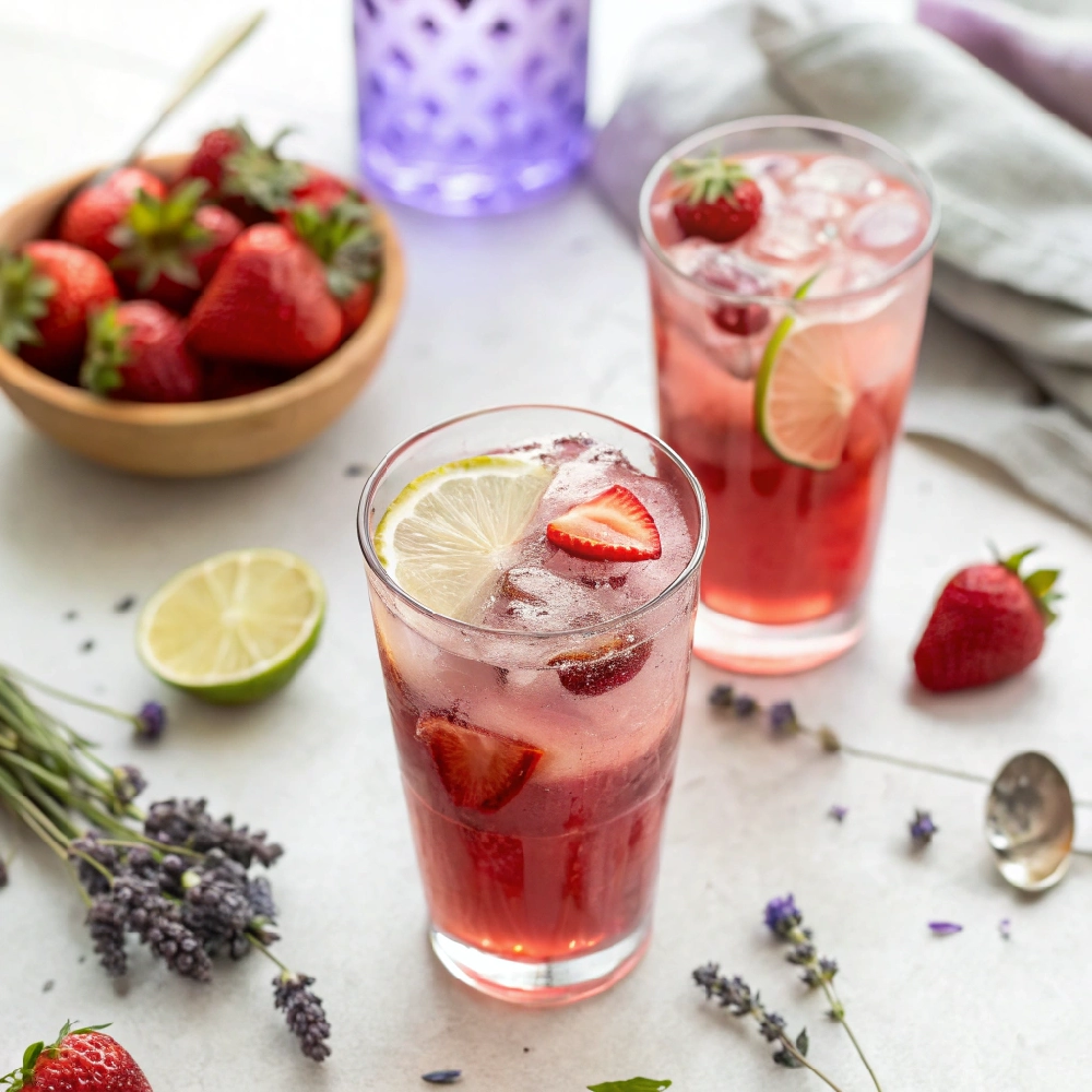 Easy Lavender Strawberry Hibiscus Lemonade with Lime 9 Lavender Strawberry Hibiscus Lemonade with Lime