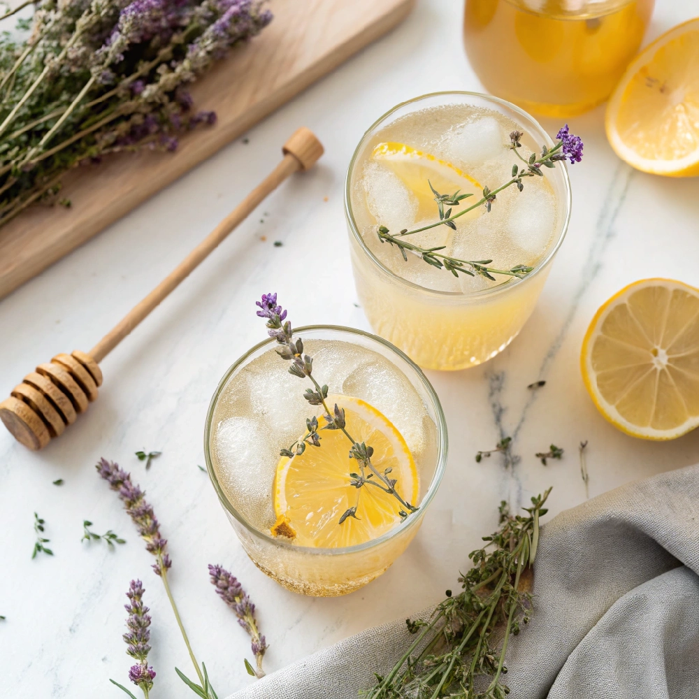 Lavender Wildflower Honey Lemonade with Thyme