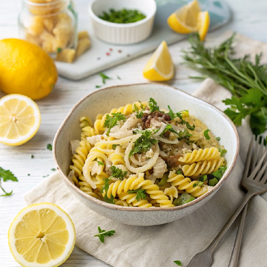 Lemon Garlic Anchovy Fusilli Salad