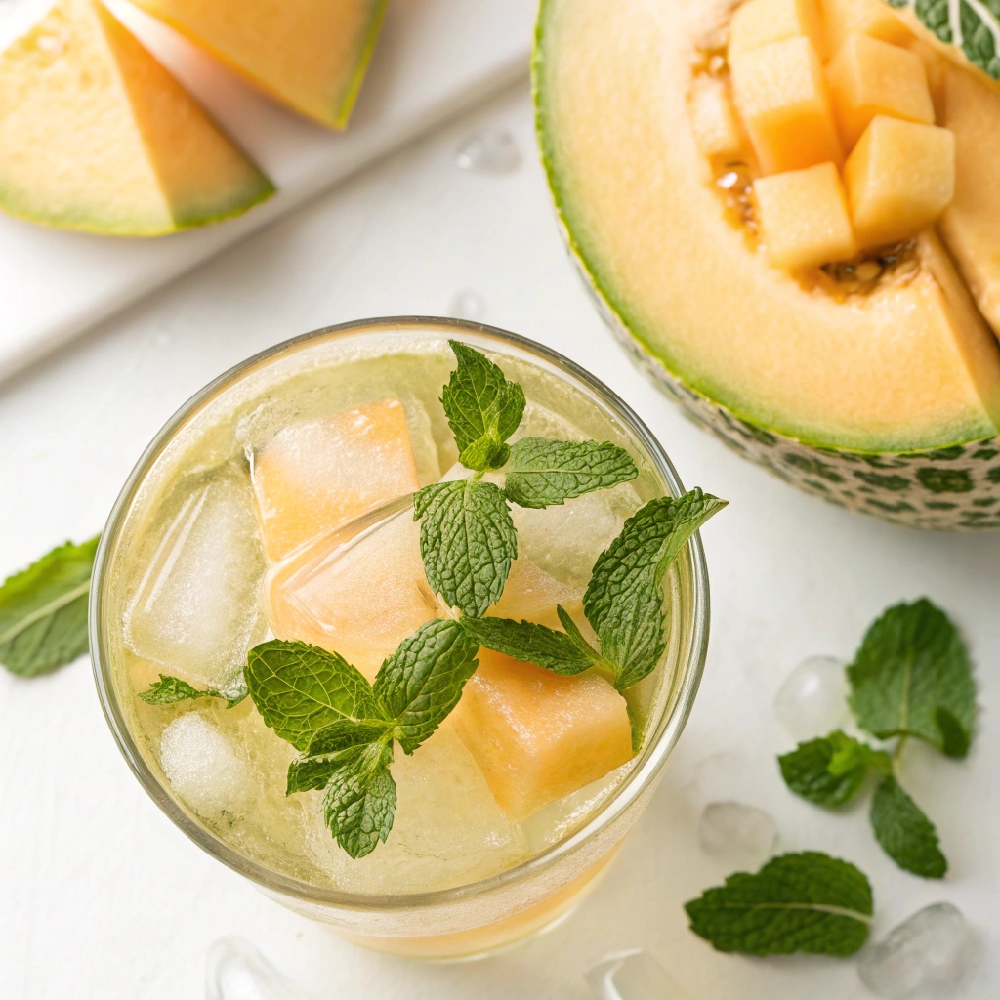 Simple Homemade Lemonade with Cantaloupe and Mint
