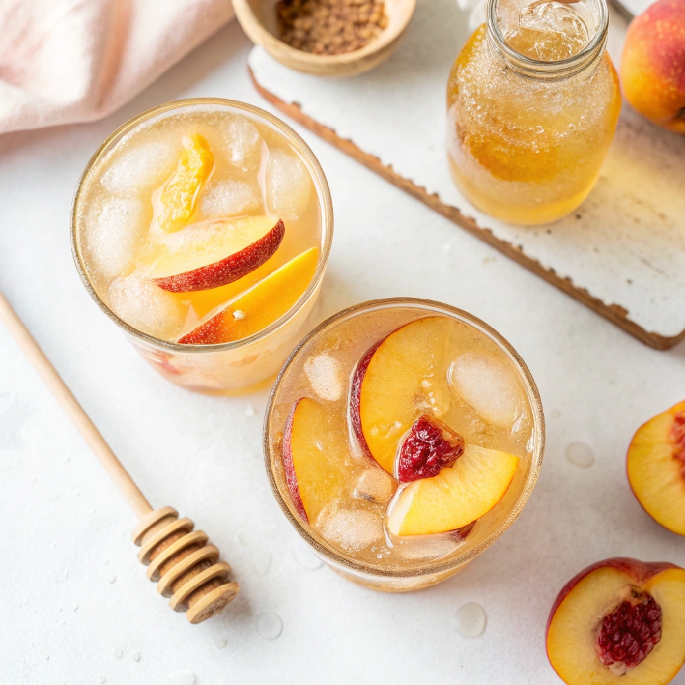 Lemonade with Fresh Peach and Honey