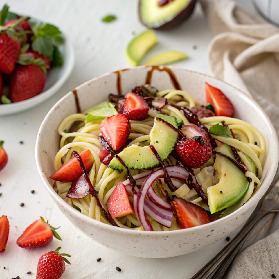 Strawberry Avocado Cold Pasta Salad