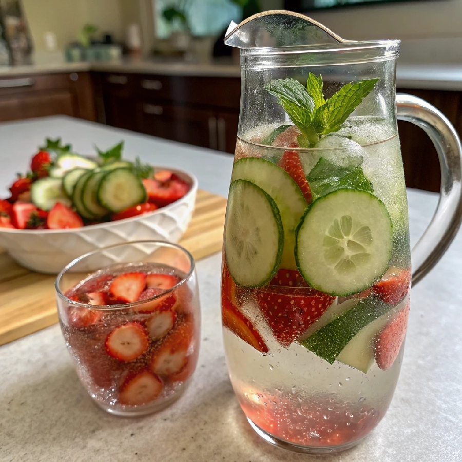 Strawberry Cucumber Mint Infused Water 7 Strawberry Cucumber Mint Infused Water