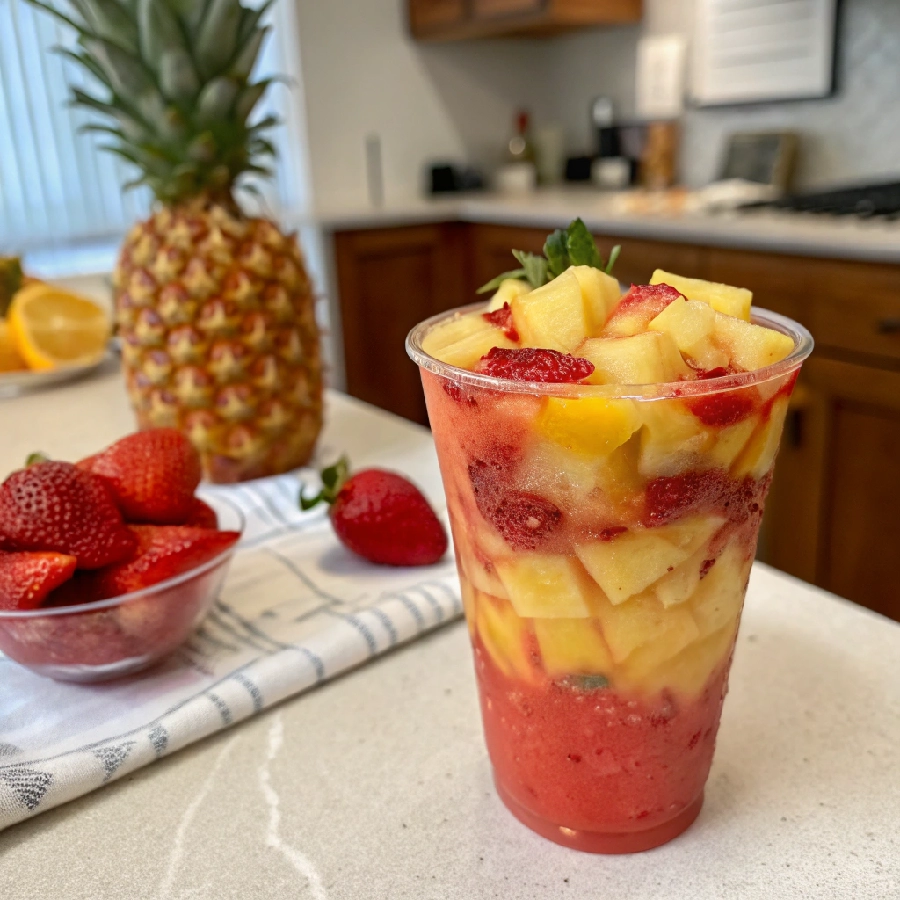 Strawberry Mango Pineapple Tropical Drink