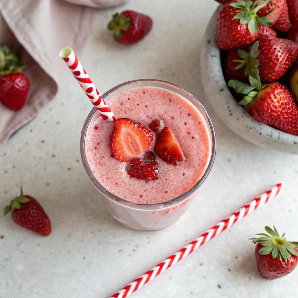 Strawberry Milkshake with Fresh Strawberries