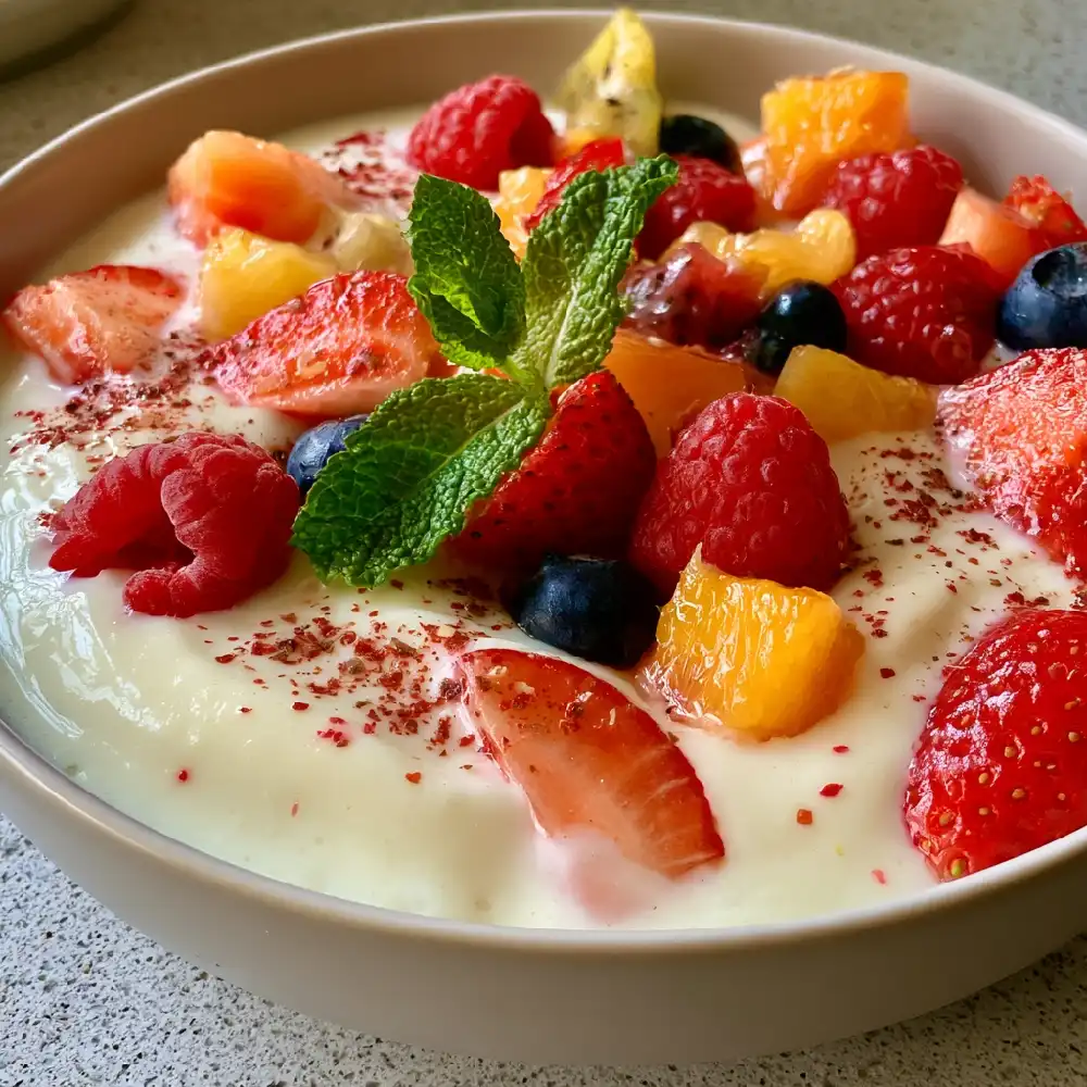 Chilled Lemon Yogurt Soup with Fruit