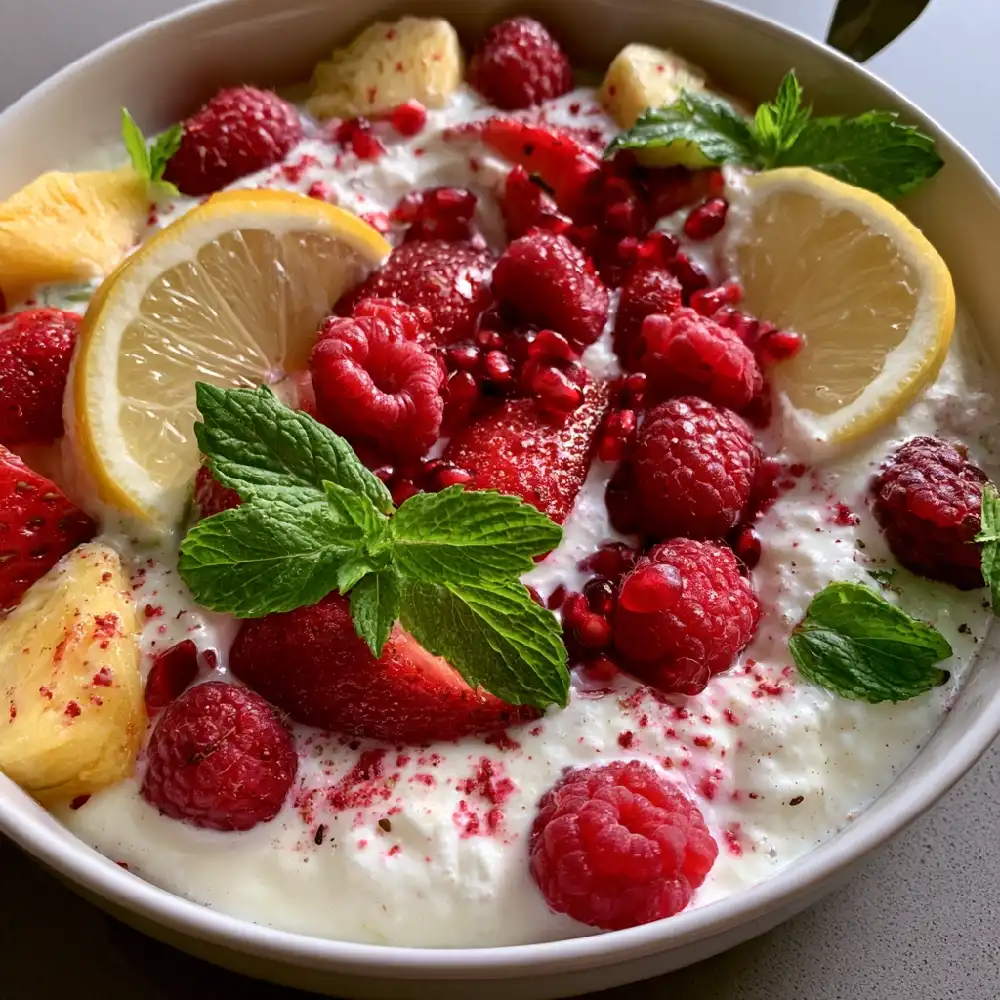 Chilled Lemon Yogurt Soup with Fruit 2 Chilled Lemon Yogurt Soup with Fruit 4 compressed - Danyrecipes
