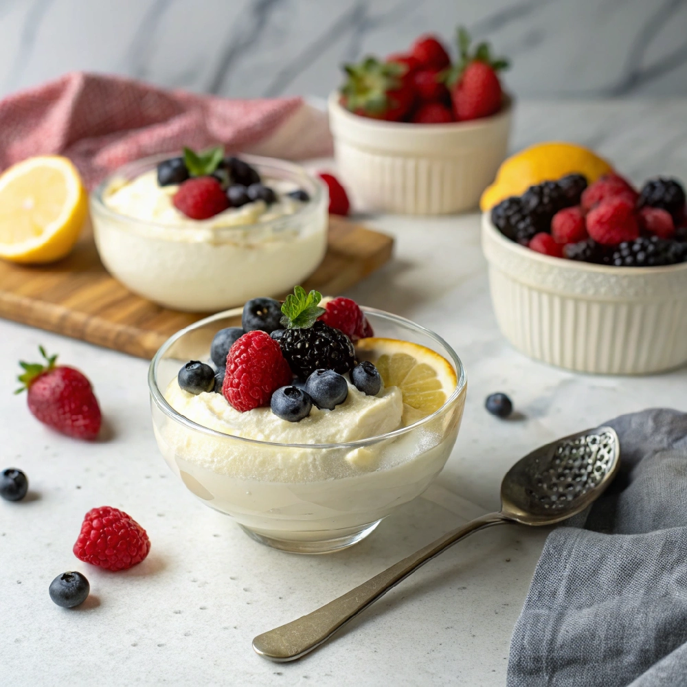 Light Lemon Cottage Cheese Mousse with Berries 2 Healthy Light Lemon Sweets 24 - Danyrecipes