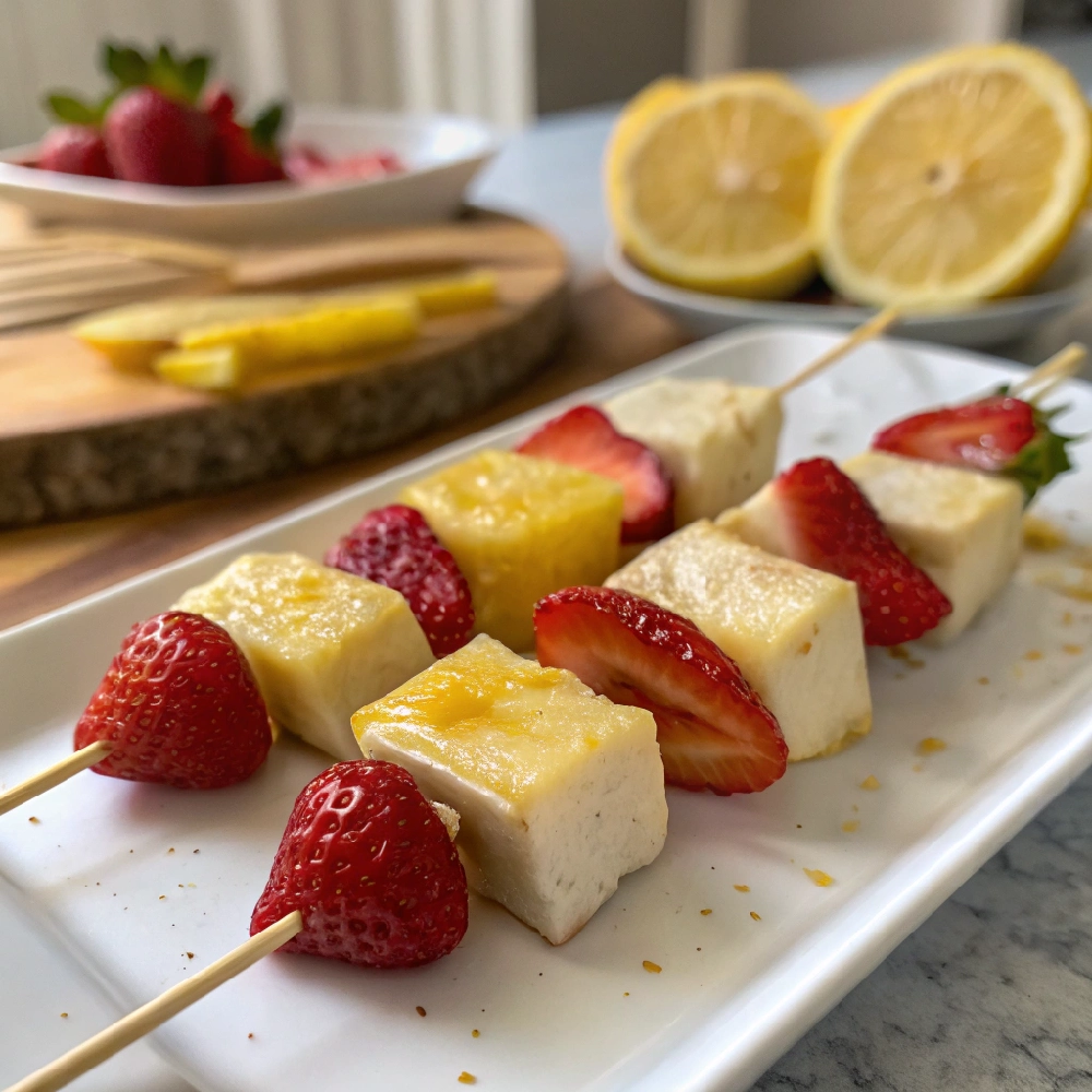 Lemon Cheesecake Fruit Skewers