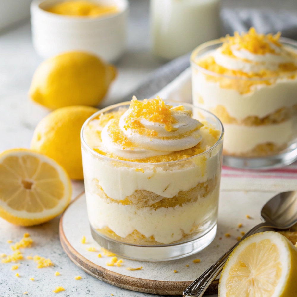 Easy No-Bake Single-Serve Lemon Parfait 3 extreme close up and from the top of creamy no ba - Danyrecipes