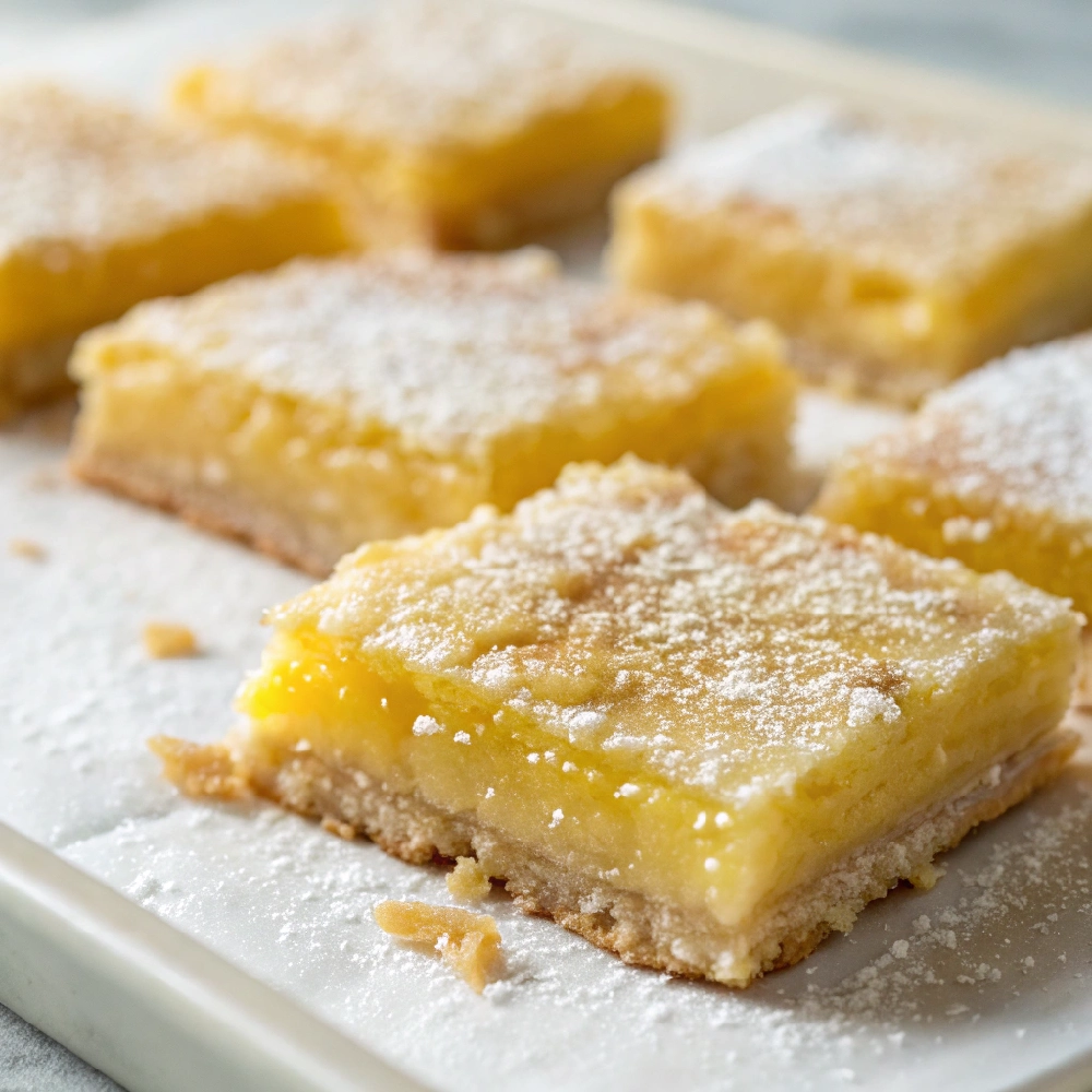 Easy No-Mixer Lemon Bars with Shortbread Crust 1 extreme close up and from the top of fried lemon - Danyrecipes